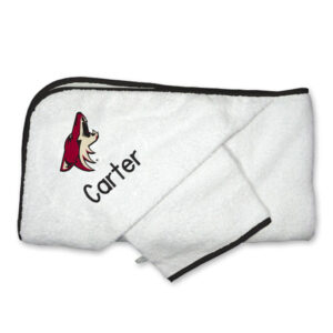 Infant White Arizona Coyotes Personalized Hooded Towel & Mitt Set