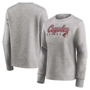Women's Fanatics Branded Heathered Gray Arizona Coyotes Fan Favorite Script Pullover Sweatshirt
