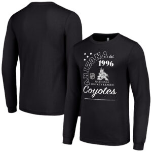 Men's Starter Black Arizona Coyotes Arch City Theme Graphic Long Sleeve T-Shirt