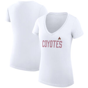 Women's G-III 4Her by Carl Banks White Arizona Coyotes Dot Print Team V-Neck Fitted T-Shirt