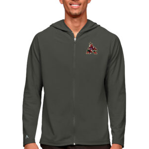 Men's Antigua Charcoal Arizona Coyotes Logo Legacy Full-Zip Hoodie