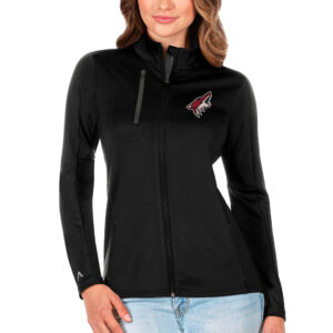 Women's Antigua Black/Charcoal Arizona Coyotes Generation Full-Zip Pullover Jacket