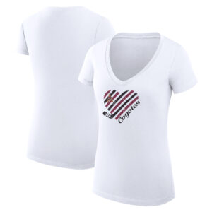 Women's G-III 4Her by Carl Banks White Arizona Coyotes Heart V-Neck Fitted T-Shirt